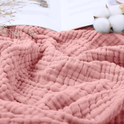 Yoofoss Muslin Blanket 100% Organic Cotton Large Twin Size 60" x 80" for Bed Couch Summer Gauze Blanket for Adults Lightweight and Breathable Bean Paste