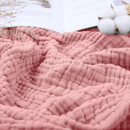 Yoofoss Muslin Blanket 100% Organic Cotton Large Twin Size 60" x 80" for Bed Couch Summer Gauze Blanket for Adults Lightweight and Breathable Bean Paste