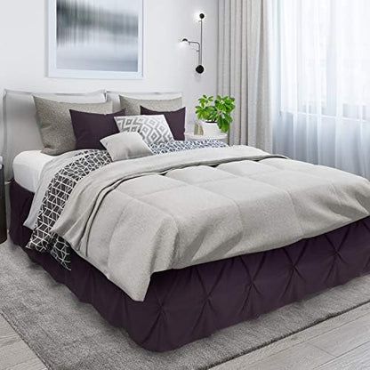 Nestl Purple Bed Skirt Cal King Size, Pinch Pleat Cal King Bed Skirt, 14" Inch Drop Cal King Bedskirt, Hotel Quality Purple Bed Skirts, Microfiber Bedskirt for Cal King Bed, Purple Cal King Bed Skirt