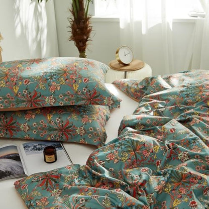 LifeTB Boho Floral Comforter Set Twin XL Vintage Flowers Plants Botanical Comforter 3 Pieces Cottagecore Bedding Set Soft Fluffy Lightweight Farmhouse Bed Set with 2 Pillowcases for All Seasons