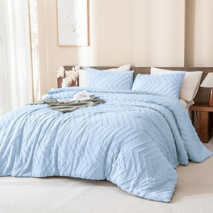 Andency Light Blue Comforter Set King Size, 3 Pieces Soft Bedding Set