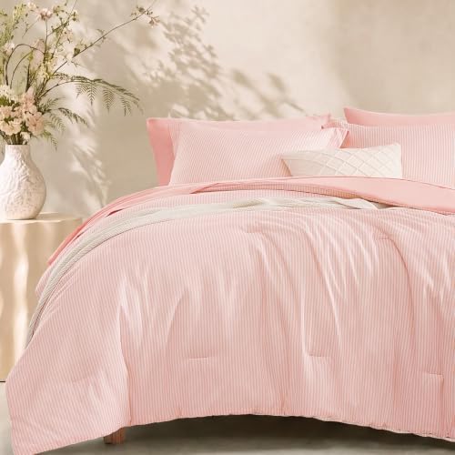 Monbix King Size Comforter Set-7 Pieces Soft Bed in a Bag King Bedding Set