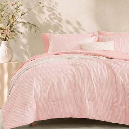 Monbix Queen Comforter Set-7 Pieces Soft Bed in a Bag Queen Bedding Sets