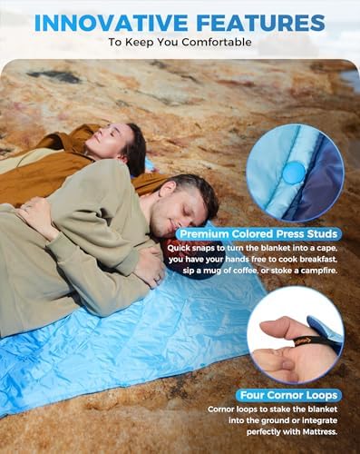 KingCamp Ultralight Camping Blanket, Wearable Packable Blanket 79x57 Forest