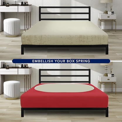 PureFit Stretchy Box Spring Cover King - Elastic Fitted Box Spring Wrap Around 4 Sides, Wrinkle & Fading Resistant Fits King and C-King Size Beds, Red