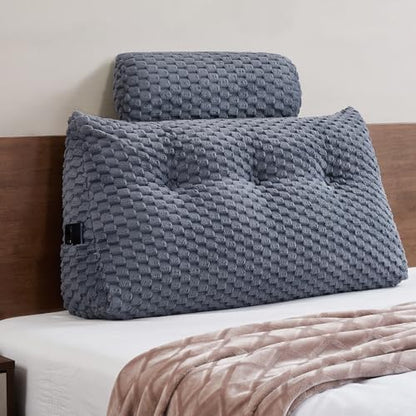 EUHAMS Headboard Pillow Twin with Neck Roll, Triangular Backrest Pillow
