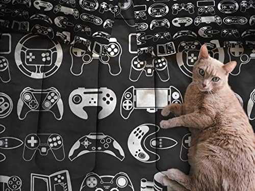 Sunnycitron Gamer Comforter Set for Boys Gaming Bed Comforter Sets Gamer Bedding Sets Boys Gaming Comforter Sets Full Size Bed Set Teen Boy Room Decor,1 Comforter 2 Pillowcases