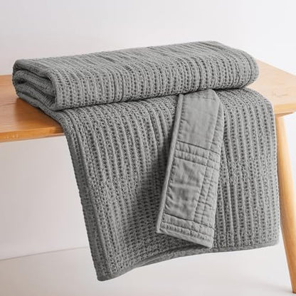 Levtex Home - Cloud Waffle - Throw - Waffle Textured - Grey - Throw (50x60in.) - Cotton