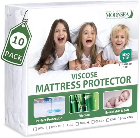 Waterproof Mattress Protector Twin Size, Skin Friendly and Breathable Twin Mattress Cover for Kids, Viscose Jersey Mattress Pad with 14" Deep Pocket,10 Pack