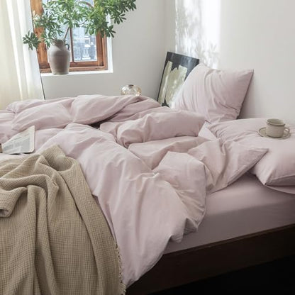 FOSSA Duvet Cover Set 100% Washed Cotton Linen Feel Super King Plus