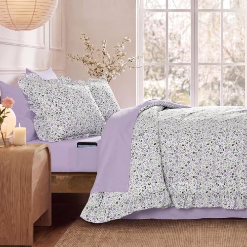 BLOOMHAVEN Twin XL Comforter Set-5 Pieces Floral Ruffle Bedding Set