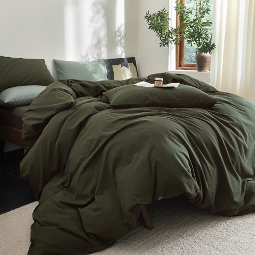 FOSSA Duvet Cover Set 100% Washed Cotton Linen Feel Super King