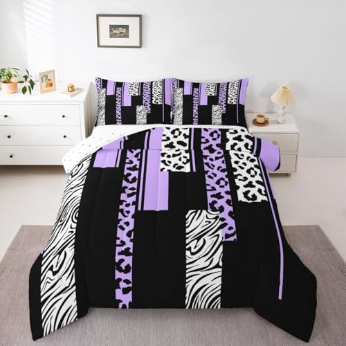 Feelyou Animal Print Leopard Zebra Comforter Set Twin Size Kids Boys