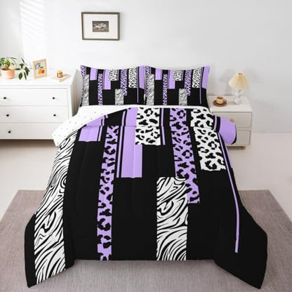Feelyou Animal Print Leopard Zebra Comforter Set Twin Size Kids Boys