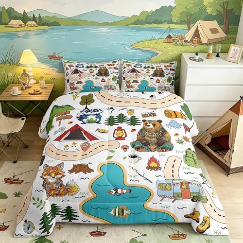 Feelyou Camping Adventure Bedding Set Kids Boys Girls Twin Size