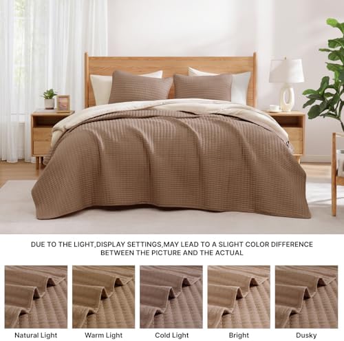 Oversized King Quilt-Brown Lightweight Bedspreads Quilt Bedding Set