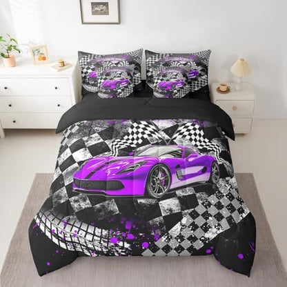 Speed Sport Comforter Set 7 Pieces,Boys Girls Race Car Bed Set for Boys Kids,Fast and Furious Bedding Bed in a Bag,Twin (1 Comforter,2 Pillowcase,2 Pillow Covers,1 Flat Sheet,1 Fitted Sheet)