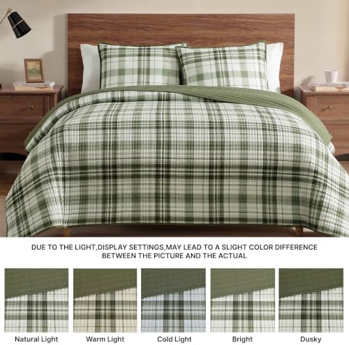 Queen Quilt-Lightweight Bedspread Plaid Quilt Queen Size Quilt Bedding Set