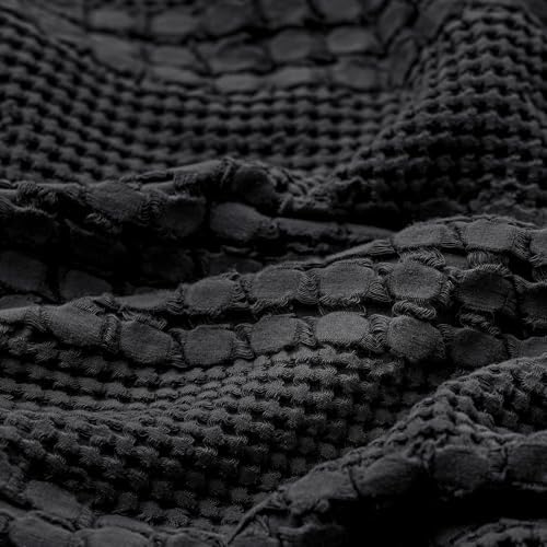 PHF Cotton Waffle Pillow Shams Standard Size 20" x 26", Black, No Insert
