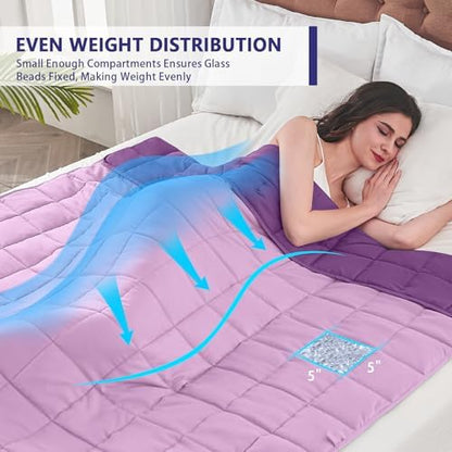yescool Weighted Blanket for Adults 20lbs Twin Size, 48" x 72", Purple