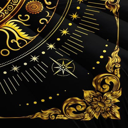 Black and Gold Twin Size Sun and Moon Comforter Set，Quilts Twin Size Bedding Sets Sun Moon，with 1 Comforter with 2 Pillow Case