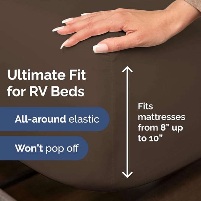 Short Queen Size 4 Piece Sheet Set - RV Short Queen, Soft, Breathable & Cooling Bed Sheets Set with Deep Pockets - Hotel Luxury Bedding for Women, Men, Kids, Teens, Boys and Girls - Oeko-Tex - Brown