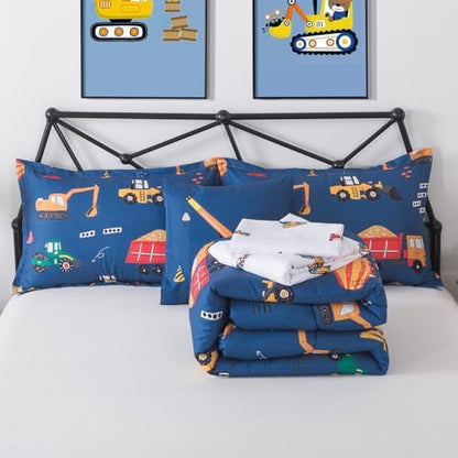 ADASMILE A & S 6 Pcs Construction Bedding Twin Kids Cartoon Truck Comforter