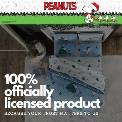 Collectibles Peanuts Snoopy Puffer Holiday & Christmas Bedding Super Soft Comforter and Sheet Set with Sham, 7 Piece Queen Size (Officially Licensed Product) By Franco
