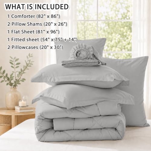 Anluoer Full Size Comforter Sets, 7 Piece Bed in a Bag Full Bedding Sets