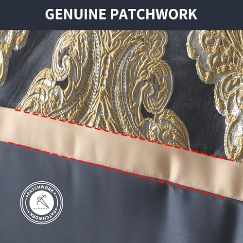 Bedduvit Luxury 7 Piece King Comforter Set - Vintage Damask Jacquard Design Bed in Bag King, All Season Navy Blue and Gold Down Alternative Thick Bedding Set with Bed Skirt, Decorative Pillows, Shams