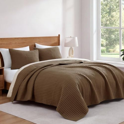 Queen Quilt-Lightweight Bedspreads Coffee Queen Size Quilt Bedding Set