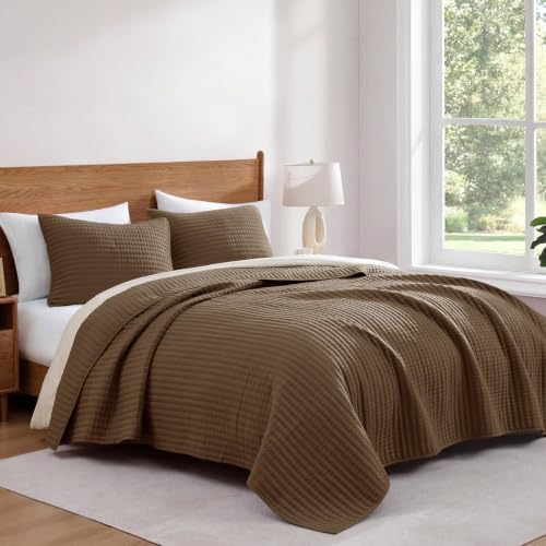 King Size Quilt-Lightweight Coffee Bedspreads King Quilt Bedding Set