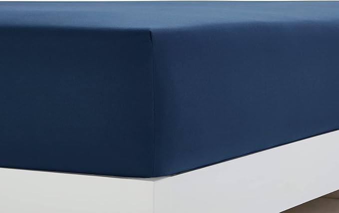 Clara Clark Premier 1800, Twin Bed Sheet Set, 3Pcs Deep Pocket Navy Blue Sheets, Includes Fitted, Flat & Pillowcase, Microfiber, Soft & Breathable, Fade Resistant