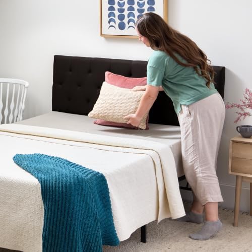 Lucid Mid-Rise Upholstered Headboard - Diamond Tufted - Padded Polyester - Adjustable Height from 34” to 46” - Easy Assembly - Bed Frame or Wall Mount - Sturdy - Black - Queen Size