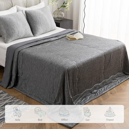 CHOSHOME Cooling Comforter Cooling Blanket, Q-Max 0.45 Cool Sleeping Summer Blanket for Hot Sleeper Night Sweats, Twin XL 60" x 90", Black