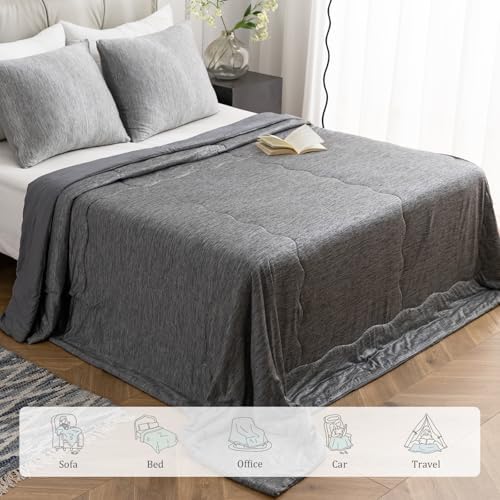 CHOSHOME Cooling Comforter Cooling Blanket, Q-Max 0.45 Cool Sleeping Summer Blanket for Hot Sleeper Night Sweats, King 90" x 108", Black