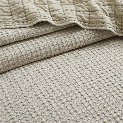 Levtex Home Mills Waffle Full Bedspread Set (100x104in) with 2 Pillow Shams (26x20in) - Undyed Wheat - Cotton Waffle Full Size Bedspread Set - Lightweight, Soft, Pre-Washed