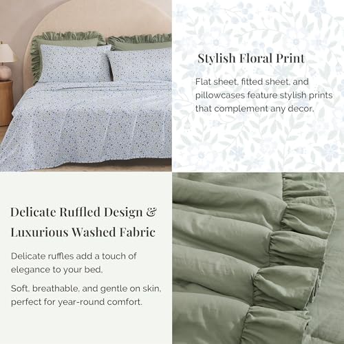 BLOOMHAVEN Oversized King Comforter Sets-7 Pieces Ruffle Bedding