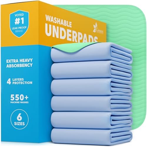 GREEN LIFESTYLE® Washable Underpads - Heavy Absorbency Reusable Bedwetting Incontinence Pads for Kids, Adults, Elderly, and Pets - Toddler Mattress Pads for Bed, Sofa, Floor (Pack of 16 - 48x48)