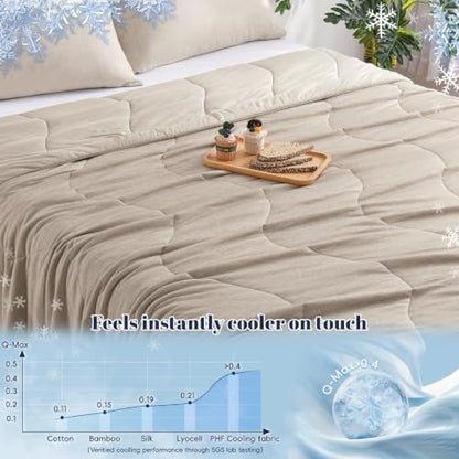 PHF Cooling Comforter, Rayon from Bamboo Soft Breathable Quilted Blanket