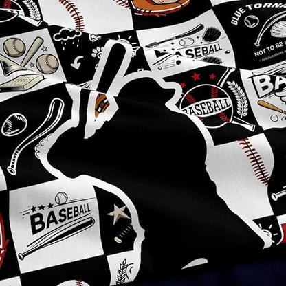 Helloosun 5PCS Twin Baseball Comforter Set,Sports Bedding Sets for Boys,Twin Boys Comforter Set,Baseball Bedding Set with Sheets，Pillowcases