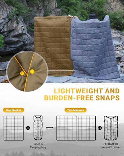 KingCamp Ultralight Camping Blanket, Wearable Packable Blanket 69" x 53"