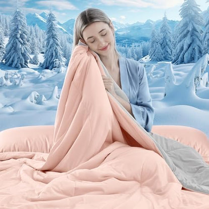 Cooling Comforter Queen Size for Hot Sleepers，80″x90″, Pink