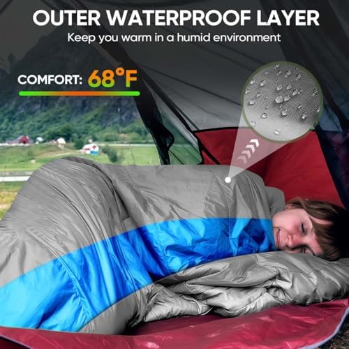 OBTANIM Sleeping Bags Portable Waterproof Camping Sleeping Bag for Adults Kids 4 Seasons Cold Weather or Warm Backpacking Hiking Travel Indoor Outdoor Use