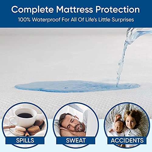 Twin Size Luxury Tencel Mattress Protector, 100% Waterproof, Ultra Soft, Naturally Cooling & Breathable, Deep Pocket Cover Up to 18"