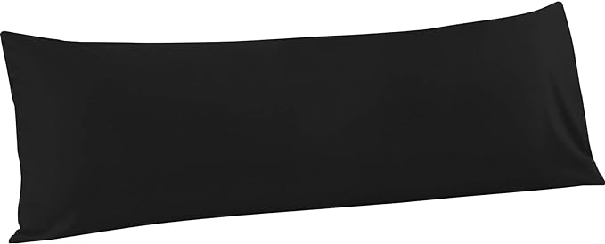FLXXIE Body Pillow Cover - Super Soft Microfiber 20x54 Body Pillow Case - Envelope Closure, Wrinkle, Stain Resistant 20x54 Long Pillowcase, Black