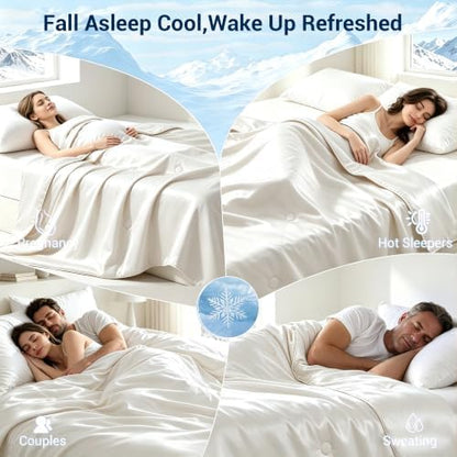 SheRest Cooling Blanket King/Cali King,Ice Silk Comforter for Hot Sleepers