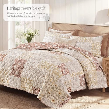 Twin/Twin XL Quilt Set-2 Pieces Soft Bedding Floral Patchwork Coverlet