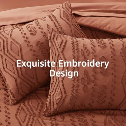 Queen Size Comforter Set- 7 Pieces Tufted Bed in a Bag Queen Bedding Sets