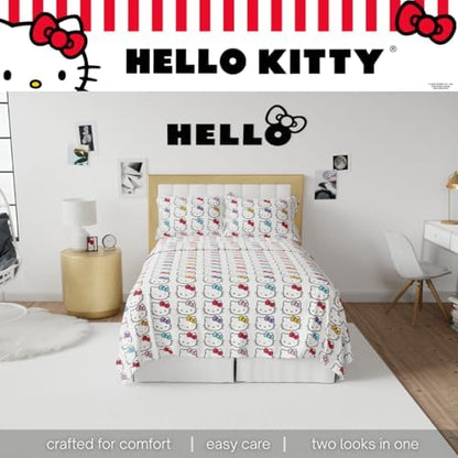 Hello Kitty Bows Bedding Super Soft Cozy Microfiber 4 Piece Full Sheet Set, (Officially Licensed Product) By Franco